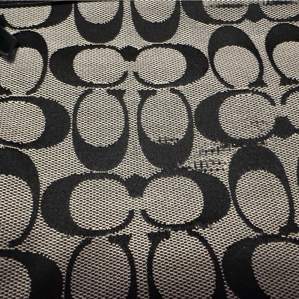Coach Signature Monogram Handbag in Grey Black Canvas with Shoulder Strap - Picture 11 of 11